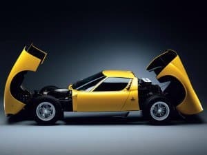 Lamborghini Miura P400SV 1971-1972 profil voiture ouverte - photo Lamborghini