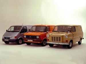 Ford Transit Mk I 1975 ; Mk II 1985 ; Mk IV 1995 - photo Ford