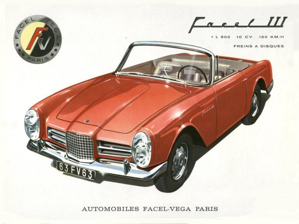 Facel Vega Facel III cabriolet 1963-1964 vue AV - brochure Facel Vega