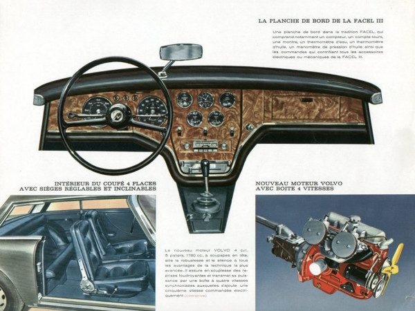 Facel Vega Facel III coupé 1963-1964 planche de bord - brochure Facel Vega