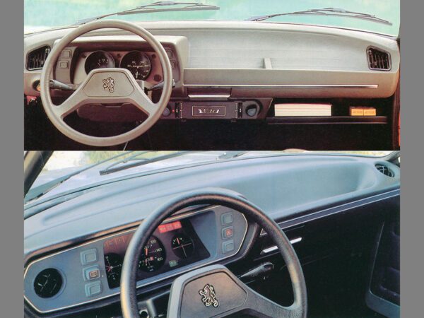 Peugeot 104 1979-1983 planche de bord GL en haut et GR-SR en bas - photo Peugeot