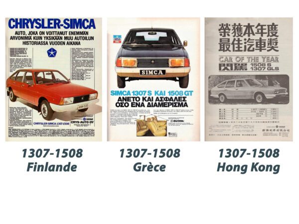 Chrysler 1307-1508 publicités de Finlande, Grèce et Hong Kong datées de 1976