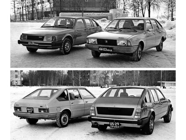 Prototype Moskvitch S3 de 1976 et Chrysler-Simca 1307 S de 1977 vues AV et AR - photo AZLK