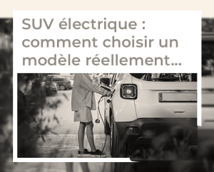 Person charging an electric SUV at a charging station, with the article title about how to choose a model.